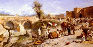  arrivée - L’arrivée d’une caravane en dehors de Marakesh Persique Egyptien Indien Edwin Lord Weeks